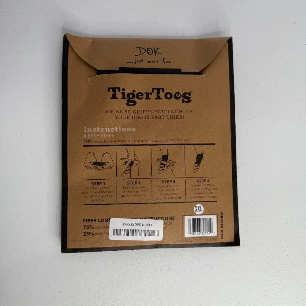 TigerToes Dog Grip Socks (Set of 4,‎ XXL)